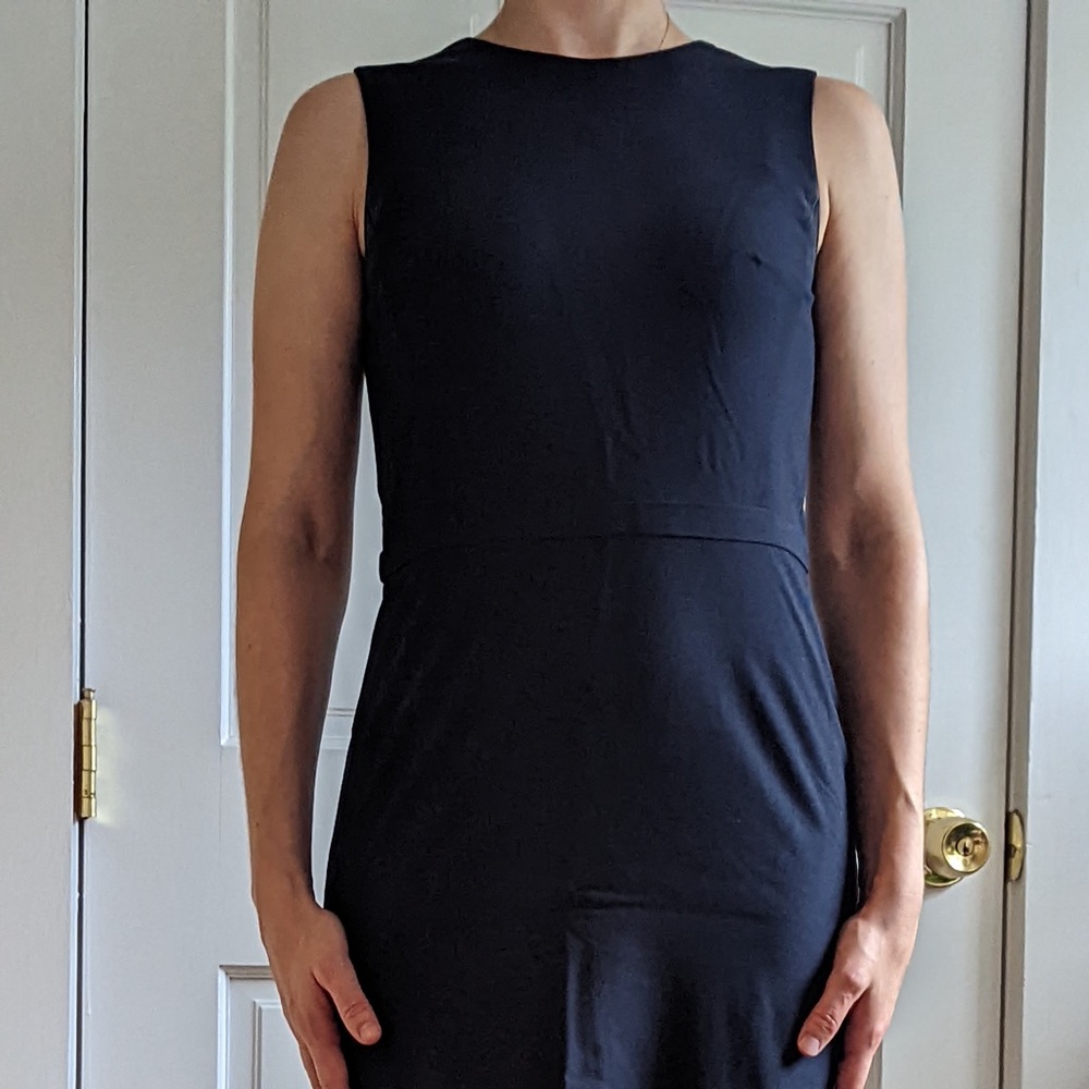 Ann Taylor Crew Neck Sleeveless Work Midi Dress Navy Size 0